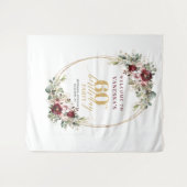 Glam Boho Burgundy Gold Floral 60th Birthday Prop Wandkleed (Voorkant (horizontaal))