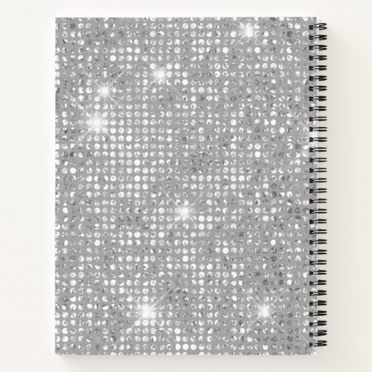 Glam Boho Celestial Moon Chic Faux Silver Glitter Notitieboek (Achterkant)
