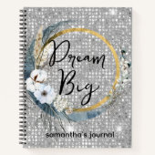 Glam Boho Celestial Moon Chic Faux Silver Glitter Notitieboek (Voorkant)