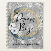 Glam Boho Celestial Moon Faux Silver Glitter Bokeh Planner (Voorkant)