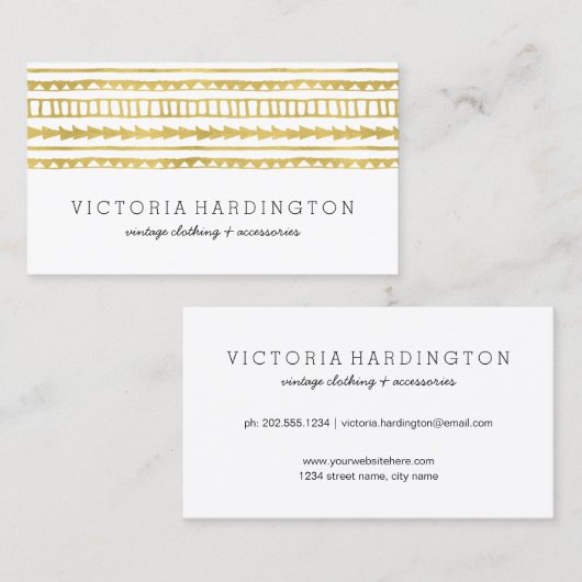 Glam Boho Chic | Faux Gold Foil Visitekaartje (Voorkant / Achterkant)