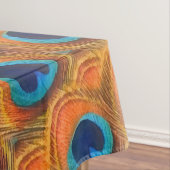 Glam Boho Oranje Blue Peacock Feathers Tafelkleed (Voorbeeld)