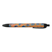 Glam Boho Oranje Blue Peacock Feathers Zwarte Inkt Pen (Bodem)