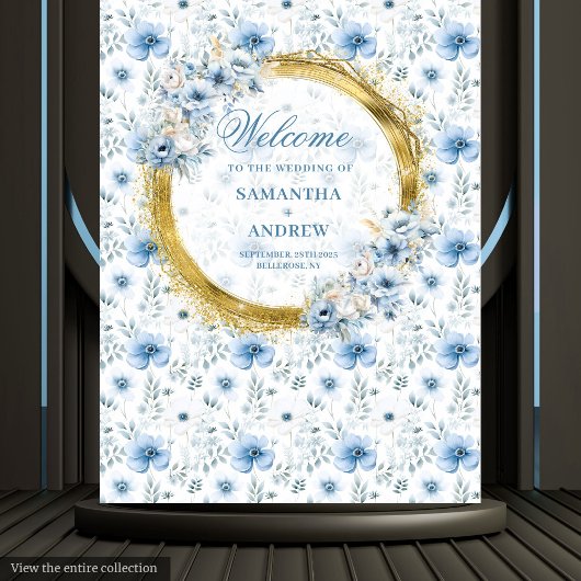 Glam Boho Pastel Blauw Goud Trouwfoto Prop Wandkleed