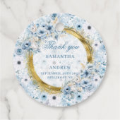 Glam Boho Stof Blauw Goud Trouw Bedankt Label (Achterkant)