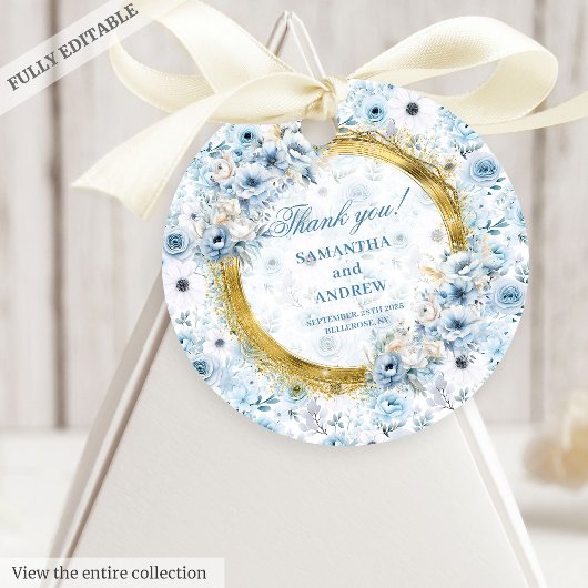 Glam Boho Stof Blauw Goud Trouw Bedankt Label