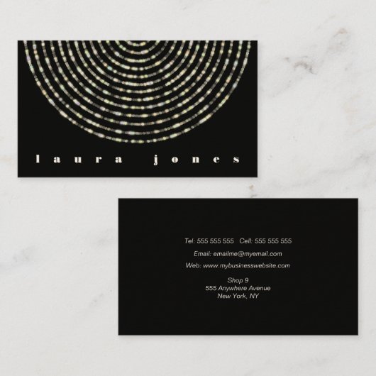 Glam Bokeh Light Rings Night Aangepast Bewerkbaar Visitekaartje (Voorkant / Achterkant)