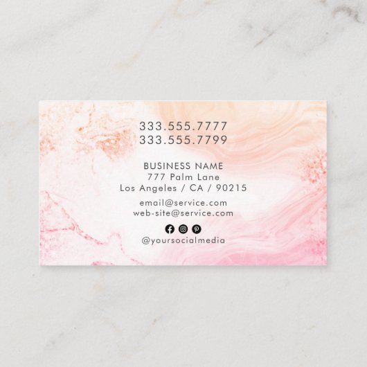 Glam Bord gekleurd marmer, stijlvol Visitekaartje (Achterkant)