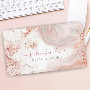 Glam Bord perzik & grijs marmer, Classy Visitekaartje