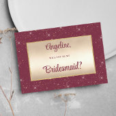 Glam bordeaux goud glitter confetti bruidsmeisje kaart