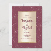 Glam bordeaux goud glitter confetti Bruiloft Kaart (Voorkant)