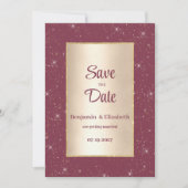 Glam bordeaux goud glitter confetti Save the Date Kaart (Voorkant)