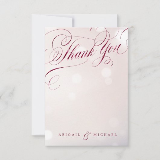 Glam borgundy  kalligrafie dank u bedankkaart (Voorkant)