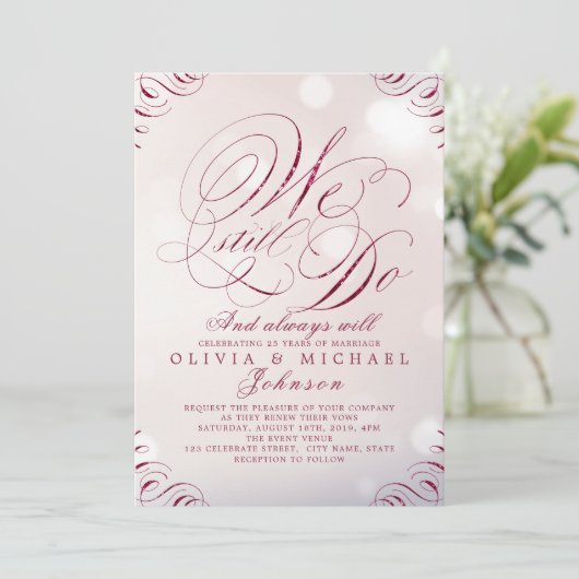 Glam borgundy  kalligrafie DOEN WE NOG STEEDS Kaart (Staand voorkant)