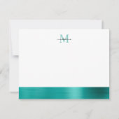 Glam Borhed Metal Blauwgroen Green Girly Monogram Notitiekaartje (Voorkant)