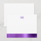 Glam Borhed Metal Paars Amethyst Girly Monogram Notitiekaartje (Voorkant / Achterkant)