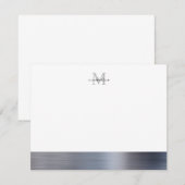 Glam Borhed Metal Silver Grey Girly Monogram Notitiekaartje (Voorkant / Achterkant)