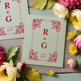 Glam Botanical Frame Wedding Initials Rubberstempel