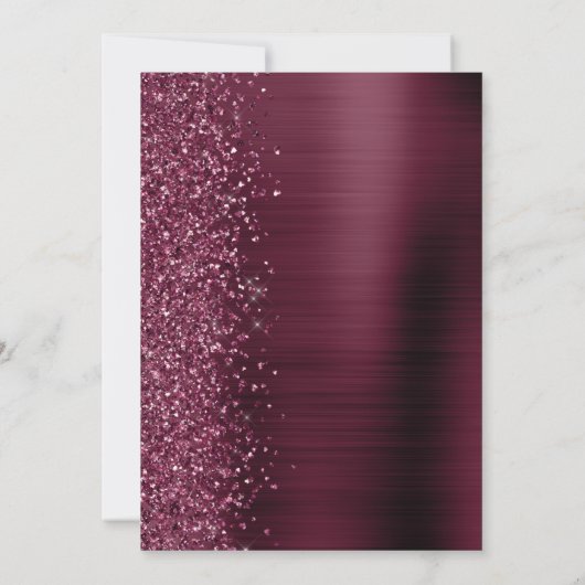 Glam Bourgogne Brushed Metal Script Bewaar de datu Aankondiging (Achterkant)