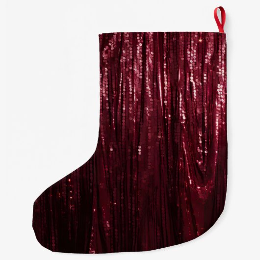 Glam Bourgogne Rood Zilver Glitzy Sparkle Naam Grote Kerstsok (Achterkant)