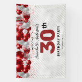 Glam Bourgogne Rood Zilveren Ballon Glitter Welkom Spandoek (Verticaal)