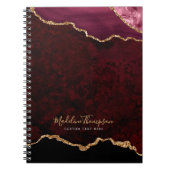 Glam Bourgogne Velvet Agate Geode Gold Script Notitieboek (Voorkant)