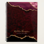 Glam Bourgogne Velvet Agate Geode Gold Script Planner<br><div class="desc">Glam Bourgogne Velvet Agate Geode Gold Script Planner</div>
