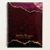 Glam Bourgogne Velvet Agate Geode Gold Script Planner (Voorkant)