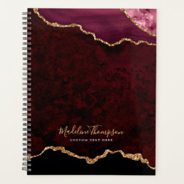 Glam Bourgogne Velvet Agate Geode Gold Script Planner