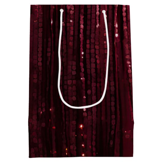 Glam Bourgondië rood glitzy bruiloft Medium Cadeauzakje (Achterkant)