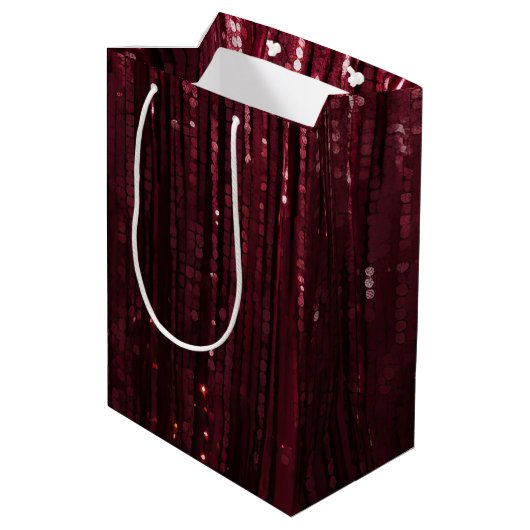 Glam Bourgondië rood glitzy bruiloft Medium Cadeauzakje (Achterkant Gekanteld)