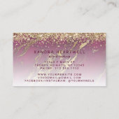Glam Bourgondië Rood Goud Marmer Glitter Script Visitekaartje (Achterkant)