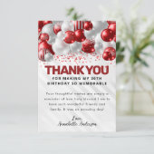 Glam Bourgondië rood zilveren ballon glitter verja Bedankkaart (Staand voorkant)