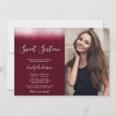 Glam Bourgondië Sweet 16 Foto Kaart (Voorkant)