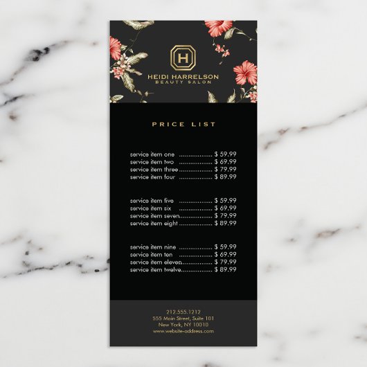 Glam Box Logo Monogram  Bloemen Designer Reclamekaart