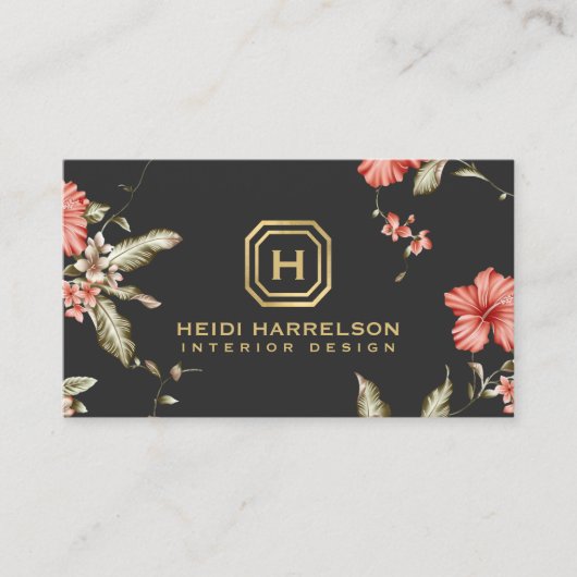 Glam Box Logo Monogram  Bloemen Designer Visitekaartje (Voorkant)