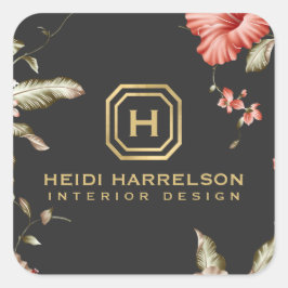 Glam Box Logo Monogram  Bloemen Vierkante Sticker