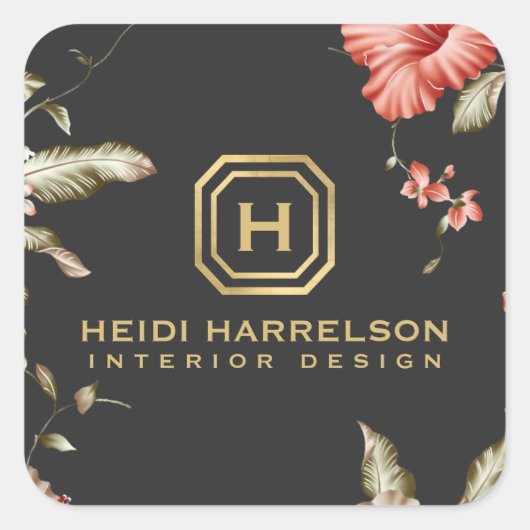 Glam Box Logo Monogram  Bloemen Vierkante Sticker (Voorkant)