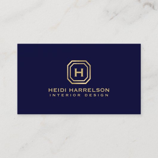 Glam Box Logo Monogram op Donkerblauw Designer Visitekaartje (Voorkant)