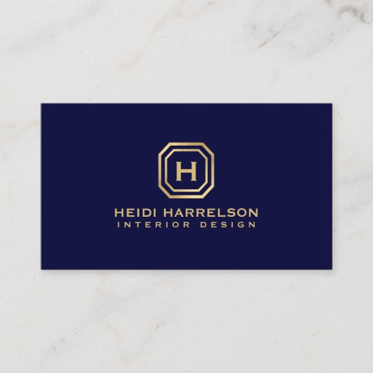 Glam Box Logo Monogram op Donkerblauw Designer Visitekaartje (Voorkant)