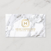 Glam Box Logo Monogram Wit Marmer Visitekaartje (Voorkant)