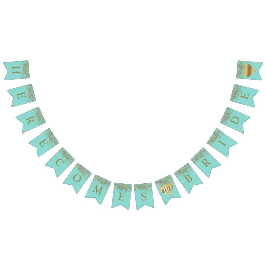 Glam Bride Blauwgroen Gold Sparkle Twinkle Showpar Vlaggetjes (Alle)