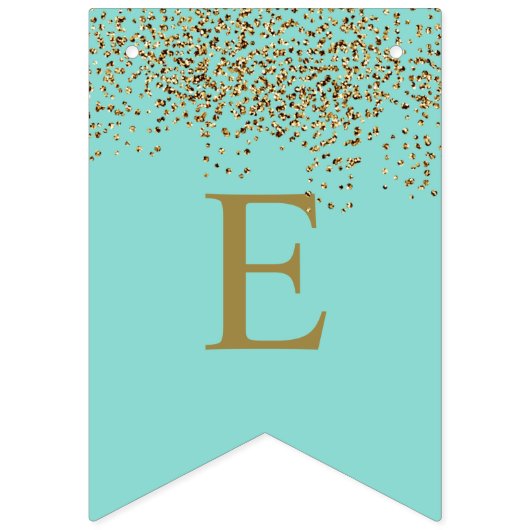 Glam Bride Blauwgroen Gold Sparkle Twinkle Showpar Vlaggetjes (Tweede vlag)