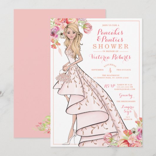 Glam Bride Pannenkoeken en slipjes Lingerie Douche Kaart (Voorkant / Achterkant)