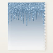 Glam Bright Blue Glitter Drips Girly Monogram 2021 Planner (Achterkant)