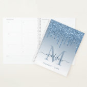 Glam Bright Blue Glitter Drips Girly Monogram 2021 Planner (Display)