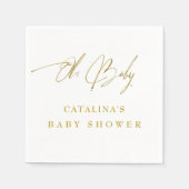Glam Bright Gold Script Baby shower servetten (Voorkant)