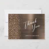 Glam Bronze Metallic Wedding Flat Thank You Kaart (Voorkant)