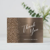 Glam Bronze Metallic Wedding Flat Thank You Kaart (Staand voorkant)