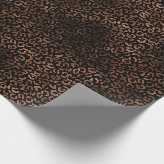 Glam Brown Black Leopard Print Cadeaupapier (Hoek)